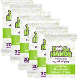 6 - Hand Sanitizer Wipes by Boogie Wipes, Alcohol-Free, Hypoallergenic and